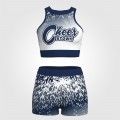 youth blue and gold crop top cheer uniformblue