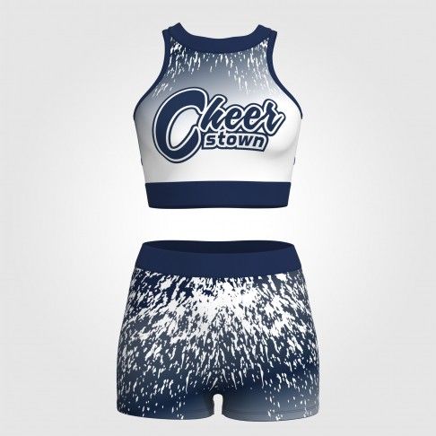 youth blue and gold crop top cheer uniformblue0