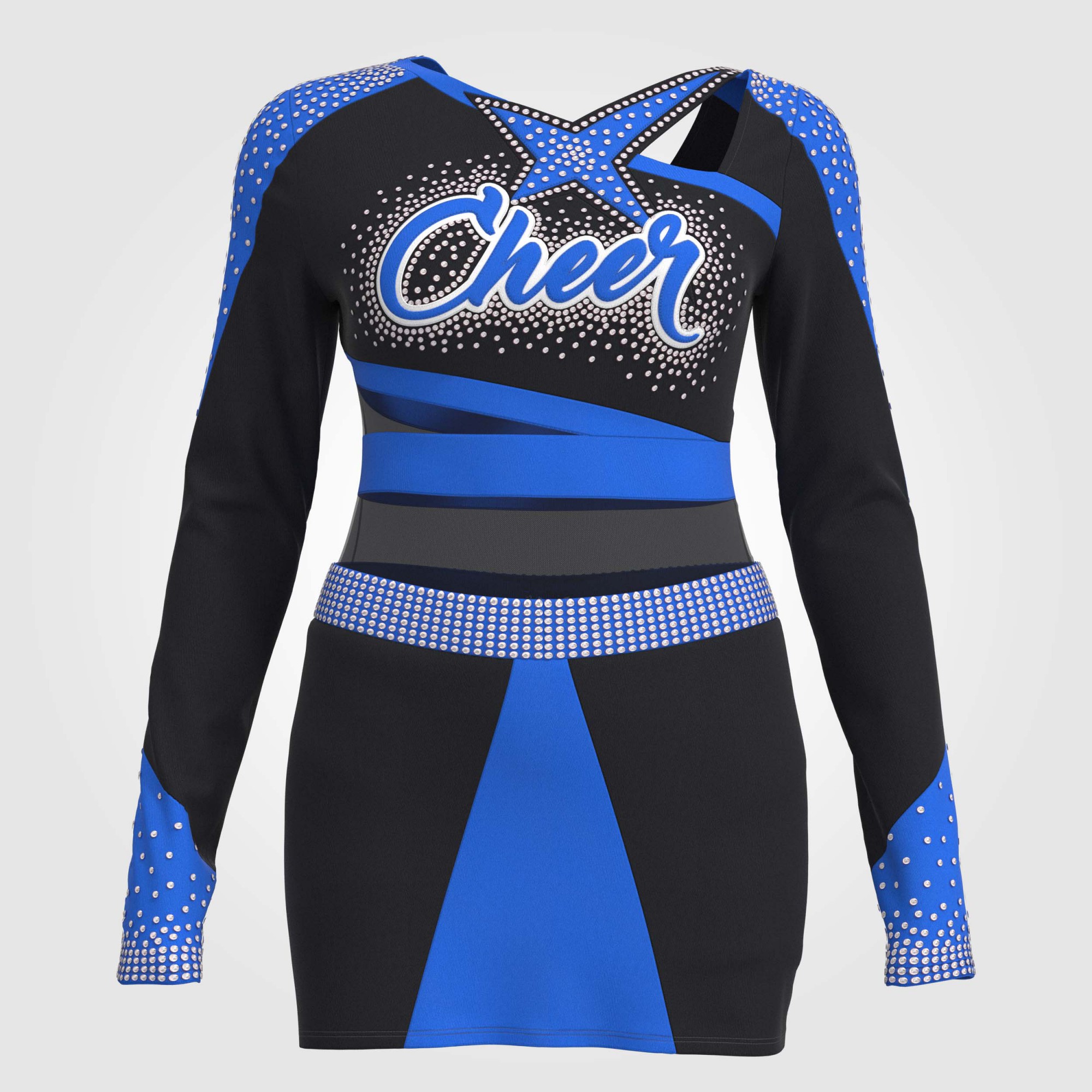 女性用のブループラスサイズのチアリーディングユニフォーム - CSTOWNCHEER